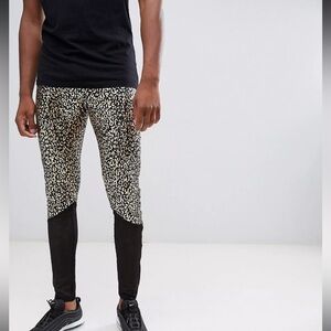 ASOS DESIGN Tall festival meggings with leopard print and mesh panel XS